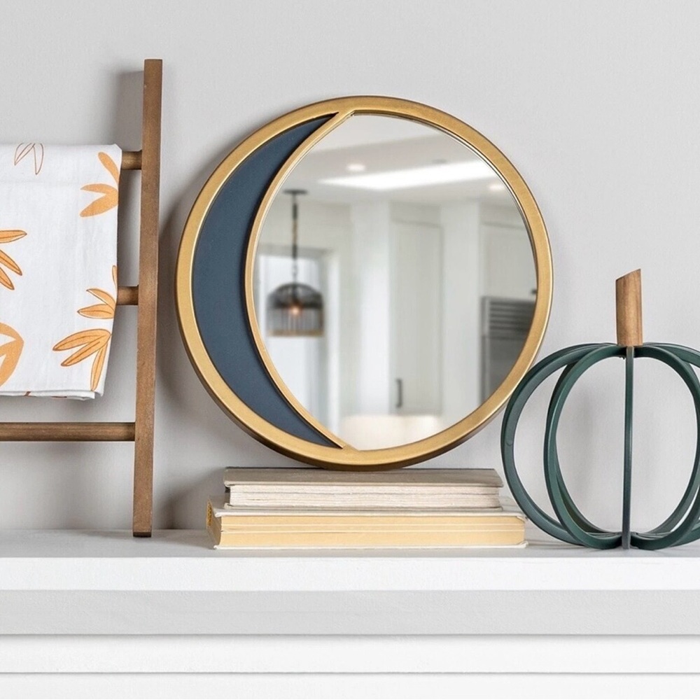 Stratton Home Crescent Moon Wall Mirror Celestial Gold Frame Boho Décor